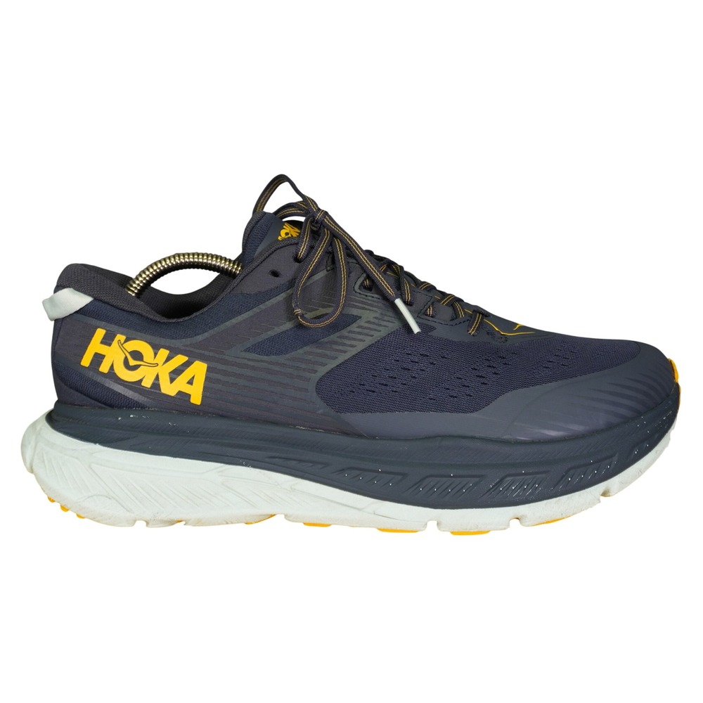Hoka One One Stinson ATR 6 Mens 12 Navy Blue Yellow Trail Running Shoes Sneaker